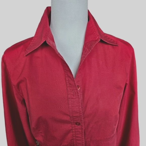 Mexx red fitted button down shirt blouse cotton long sleeve 12 - Picture 6 of 11